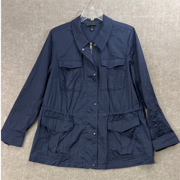 Lane Bryant Womens Navy Blue Cotton Blend Chore Coat Anorak Jacket Size 22 - Picture 1 of 7
